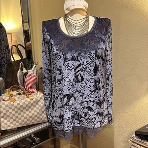 Elegant Blue Patterned Women's Top